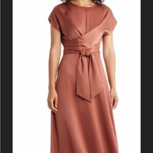 Zoe and Claire Satin Midi Dress